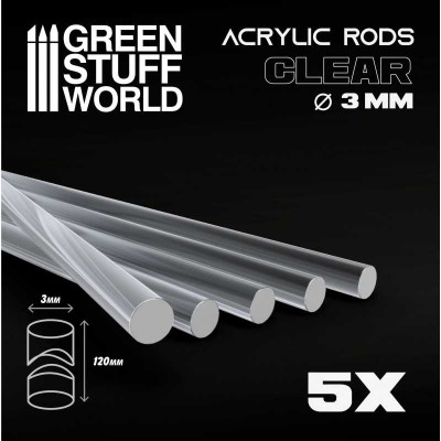 ACRYLIC RODS - ROUND 3 mm CLEAR ( 5 PCS ) - GREEN STUFF 9314